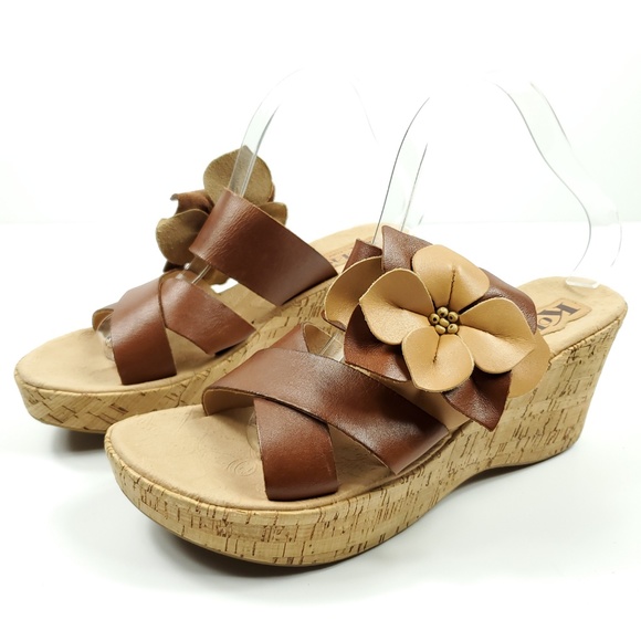 Korks Kork Ease Wedge Sandals Floral Leather - Picture 2 of 8